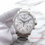 Swiss Replica Montblanc TimeWalker Automatic Chronograph Watch SS White Dial